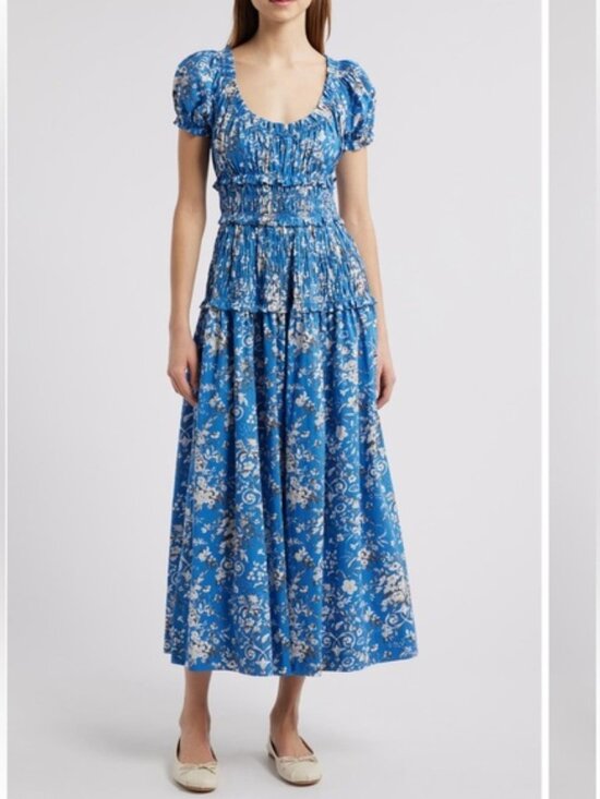 Doen Women's Leanne Jardins de La Fontaine Dress Floral Blue Maxi Dress xs - Picture 5 of 11